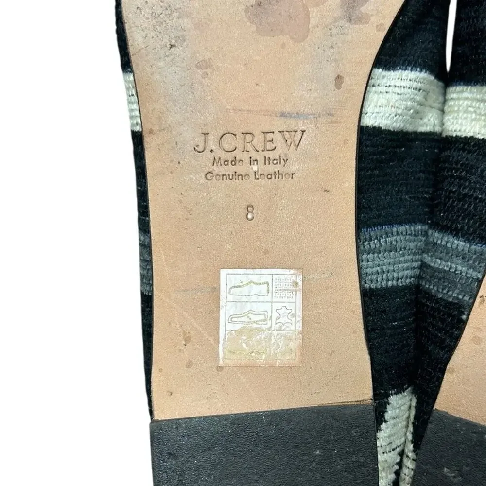 J. Crew Black and Gray Stripe Patterned Loafers Women's size 8 - Picture 2 of 7